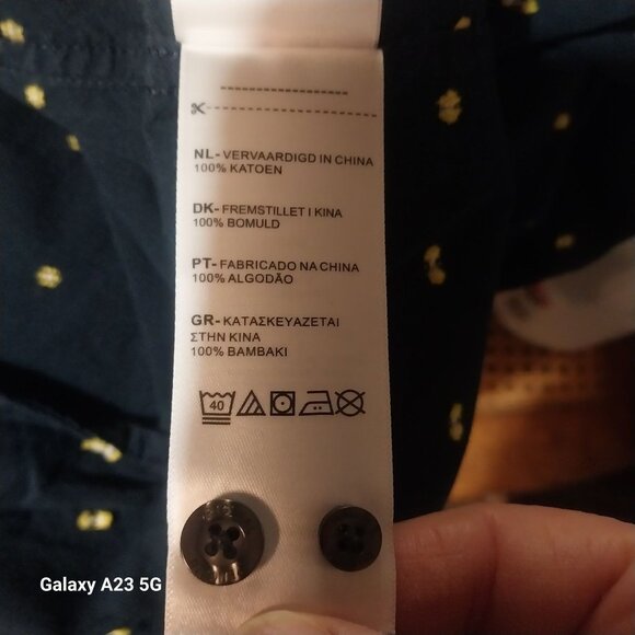 Original Penguin Mens Navy Polka Dot Button-Down Shirt L/G 100% Cotton Short Sle - Picture 7 of 7